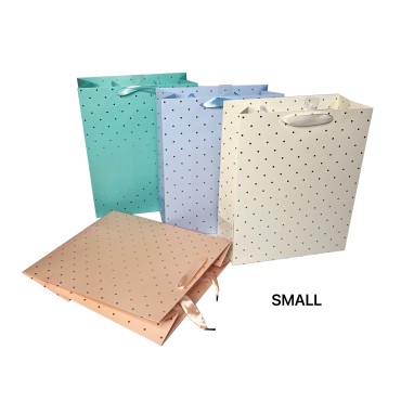 bulk 24 Small Foil Dot Gift Bag 4 Assorted 11x14cm