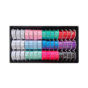 bulk 45 Roll Satin Ribbon 4mtr 25mm Displayed Box