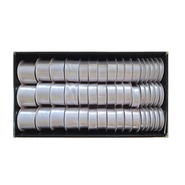 bulk 48 Roll All White Satin Ribbon Variety Sizes Displayed Box