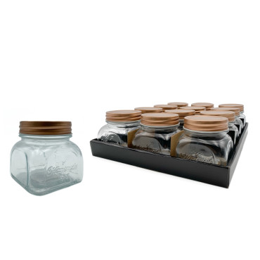 bulk 36 Glass Square Jar w Gold Metal Lid 250ml