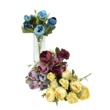 bulk 36 Artificial Peony & Chrysanthemum 10 Heads Assort 28cm