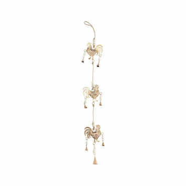 Hanging Roosters w Beads & Bells 80cm