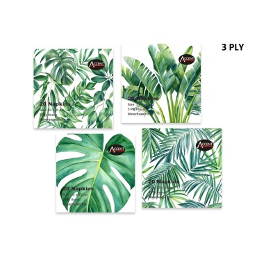 bulk 960 Tropical Leaves 3ply Napkin 33cm