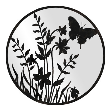 Lasercut Butterfly w Mirror Wall Art Metal 50cm