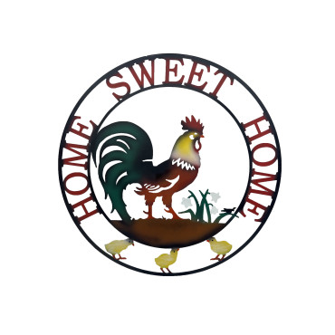 Laser Cut Rooster Home Sweet Home Wall Art 60cm