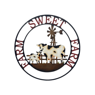 Laser Cut Cow Farm Sweet Farm Wall Art 60cm