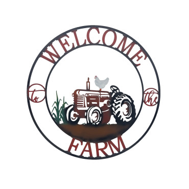Laser Cut Tractor Welcome Wall Art 60cm