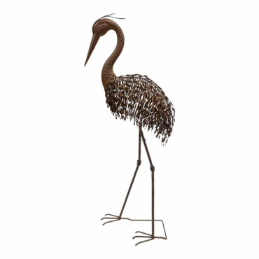 Rust Crane Bird 'Looking Down' Statue 102cm