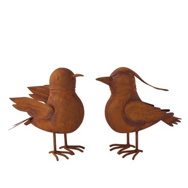 Set 2 Asst Rust Decorative Birds 19cm