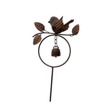 Bird On Branch w Bell Garden Stake 89cm