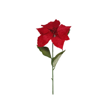 bulk 24 Xmas Faux Velvet Poinsettia Single Spray 70cm