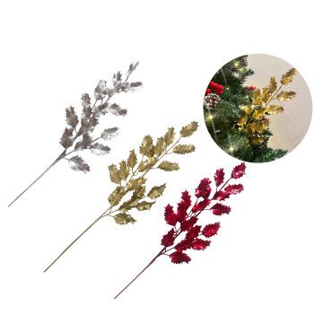 bulk 24 Xmas Metallic Leaves Tree Deco Assort 68cm