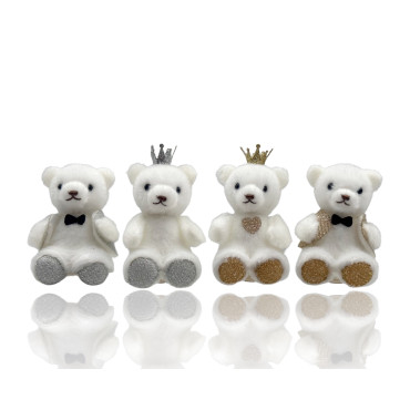 bulk 24 Xmas Gold/Silver Teddy Bear Sitting Assort 7cm