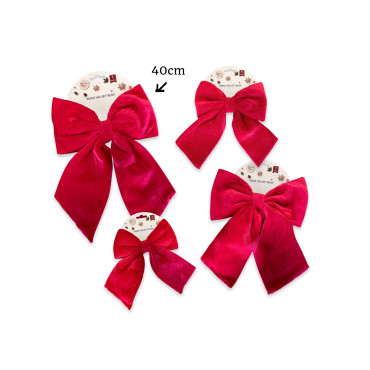 bulk 12 Xmas Velet Red Bow 40cm