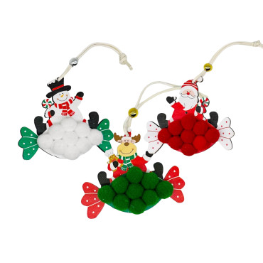 bulk 24 Xmas Red & Green Pompom Assort 9cm