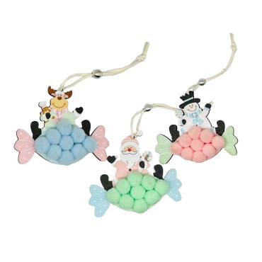 bulk 24 Xmas Pastel Pompom Assort 9cm