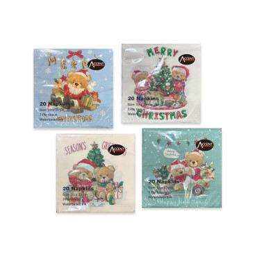 bulk 960 Santa Bear Xmas Napkin 2ply 33cm