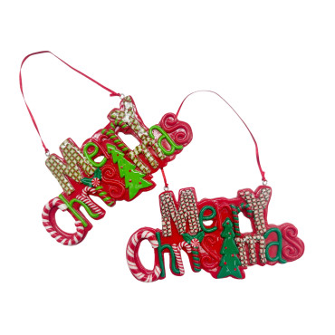 bulk 24 Xmas Merry Christmas Hanging Signs Assort 15cm