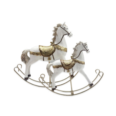bulk 6 Xmas Rocking Horse Polyresin 21cm