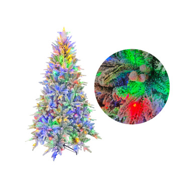 Xmas Tree Snow Flocked Light Up Colorful Led 210cm
