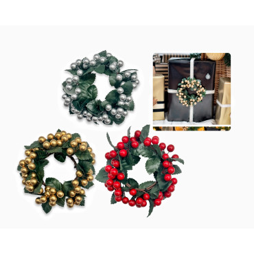 bulk 24 Xmas Berry Wreath Assort 12cm