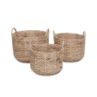 Set 6 Water Hyacinth Basket Round 3 Sizes Assort 42cm
