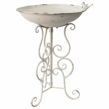 Large Birdbath w 3 Birds On Ornate Stand 53x76cm