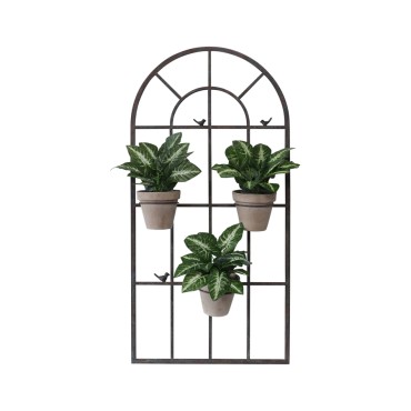 French Window Wall Art w Removeable 15cm Dia Pot Holders 130cm