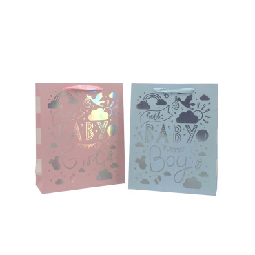 bulk 24 Large Foiled Baby Gift Bag Assort 32cm