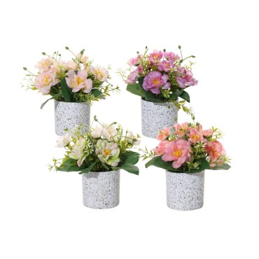 Set 4 Artificial Rose in Pot Assort 16cm