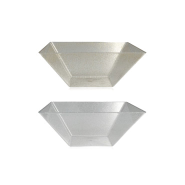 bulk 24 Glitter Plastic Tapered Bowl Square 2.8lt 24x10cm