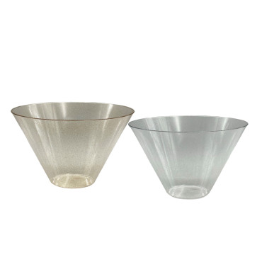 bulk 24 Glitter Plastic Tapered Bowl Round 2.8lt 24x15cm