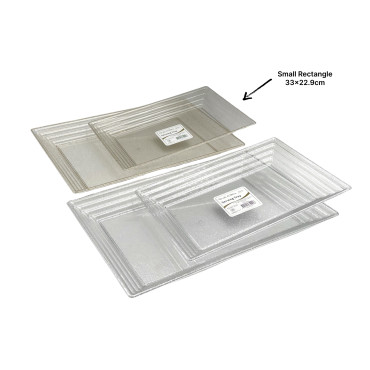 bulk 24 Glitter Plastic Serving Tray Rectangle 33x23cm