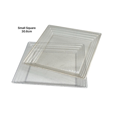 bulk 24 Square Glitter Plastic Serving Tray 30cm