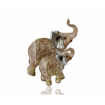 Polyresln Mehndi Design Elephant Mum & Baby Ornament 13x15cm