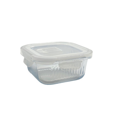 bulk 24 Borosilicate Glass Container W Lid Square 520ml 14x7cm
