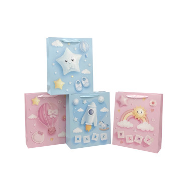 bulk 24 Medium Sweet Dream Baby Gift Bag 4 Assorted 17x23cm