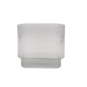 bulk 6 Clear Rippled Glass Vase Oval 20x20cm