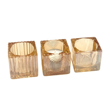 bulk 36 Lustre Glass Tealight Holder 3 Assorted 5x5cm