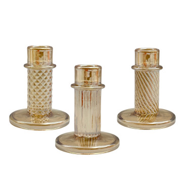bulk 24 Lustre Glass Candle Holder 3 Assorted 8x10cm