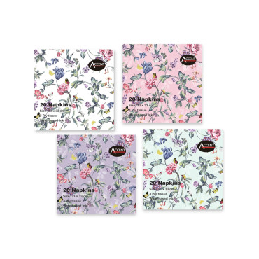 bulk 960 Jardin Floral Napkins Pk20 2Ply 4 Assort 33cm