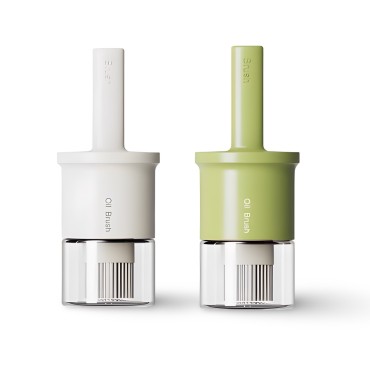 Set 2 Glass Oil Dispenser w Brush 300ml 2 Assort