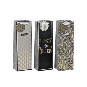 bulk 24 Bottle Gift Bag Golden Glam Assort 12x36cm