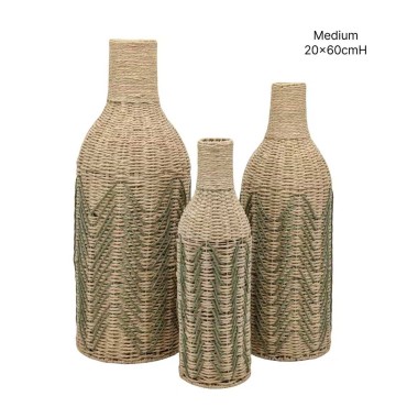 bulk 4 Forest Green Paper Rope Glass Jar 60cm