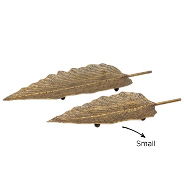 bulk 6 Rustic Gold Metal Leaf Tray 4cm