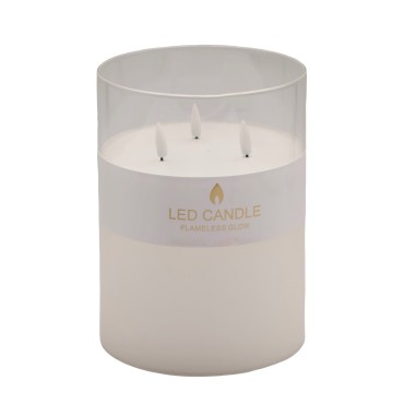 bulk 4 Glass Tube Led Candle 3 Wick 20cm