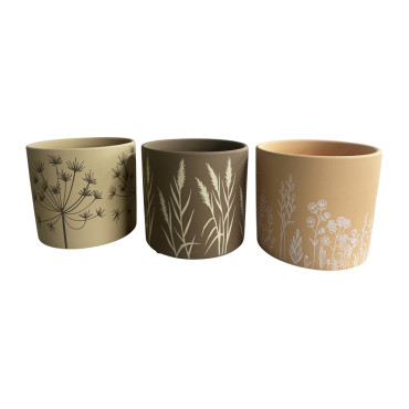 Set 3 Asst Flowergrass Design Planters w Hole + Plug 17cm