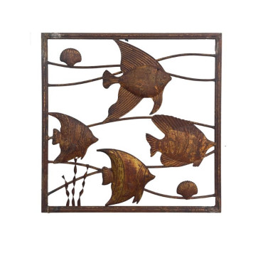 Rust Square School Of Fish Wall Art 50cm