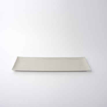 Sashimi Plate 33.2cm White Contour Glaze