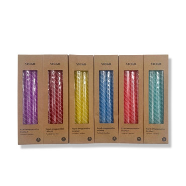 bulk 96 Spiral Dinner Candle Assort 25cm
